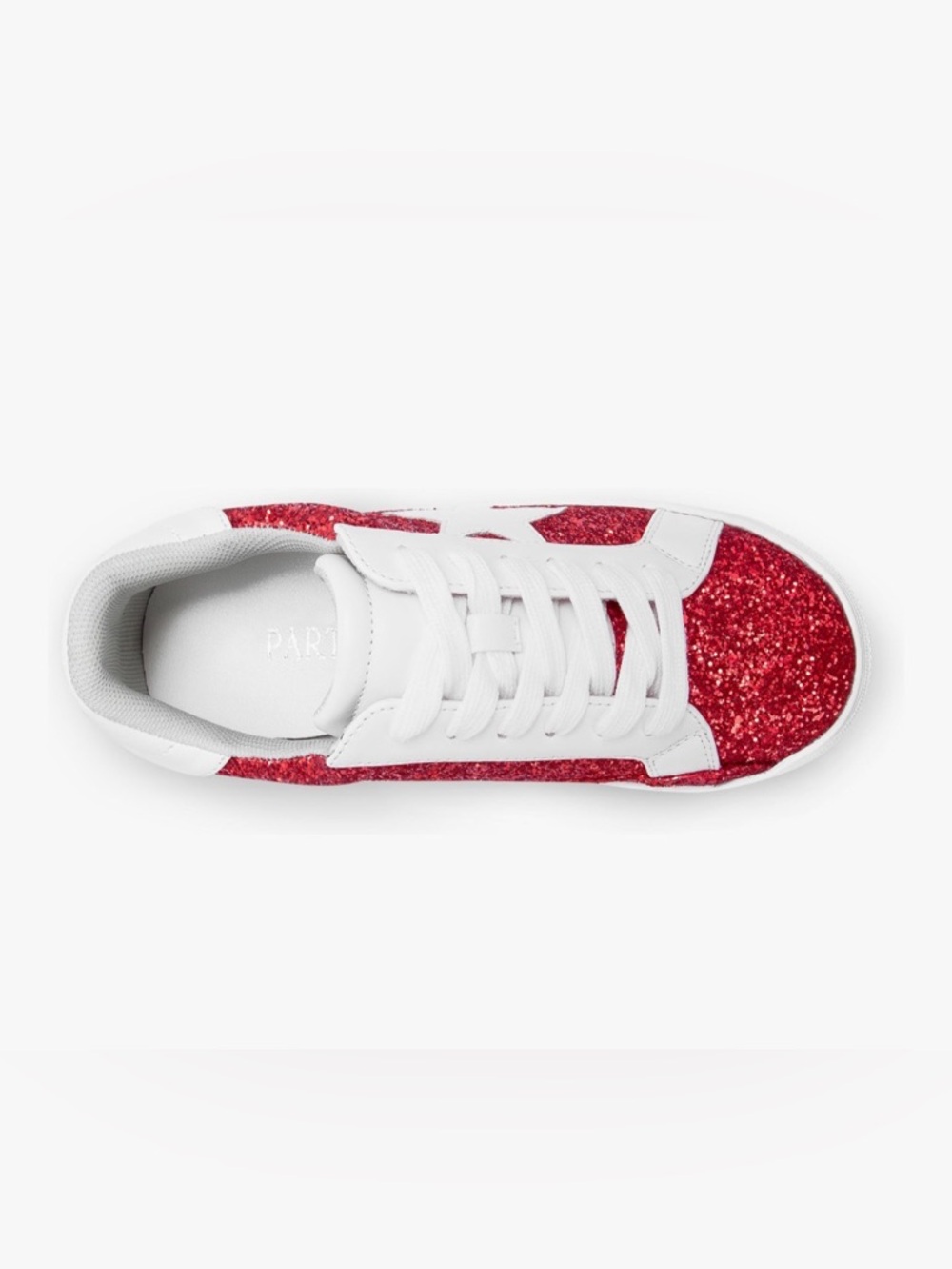 Fashion Red Glitter Star Low-Top Platform Lace-up Sneakers - Picture 4 of 6